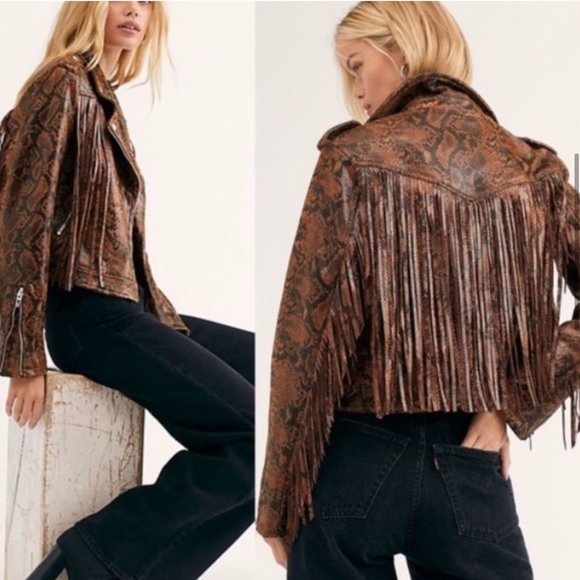 Blank NYC Python Print Jacket with Fringe detail - Picture 6 of 9
